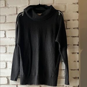 Michael Kors Black Cowl Neck Sweater with Shoulder Zips